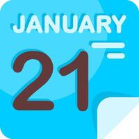 21 January Calendar Flat Icon vector
