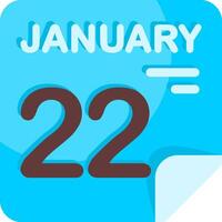 22 January Calendar Flat Icon vector