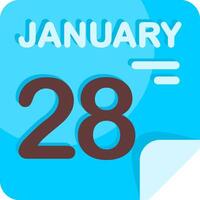28 January Calendar Flat Icon vector