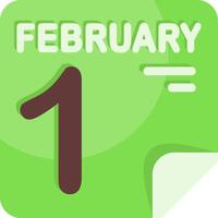 1 February Calendar Flat Icon vector