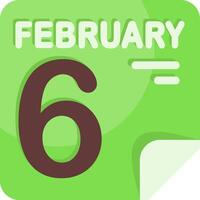 6 February Calendar Flat Icon vector