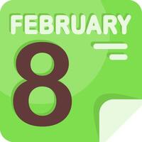 8 February Calendar Flat Icon vector