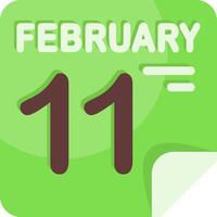 11 February Calendar Flat Icon vector