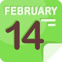 14 February Calendar Flat Icon vector
