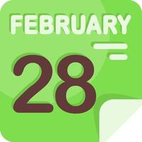 28 February Calendar Flat Icon vector