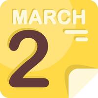 2 March Calendar Flat Icon vector