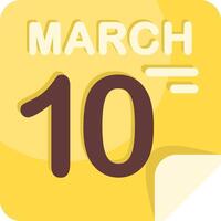 10 March Calendar Flat Icon vector