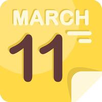 11 March Calendar Flat Icon vector