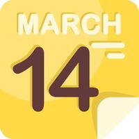 14 March Calendar Flat Icon vector