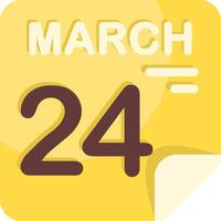 24 March Calendar Flat Icon vector