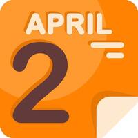 2 April Calendar Flat Icon vector