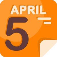 5 April Calendar Flat Icon vector