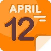 12 April Calendar Flat Icon vector