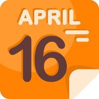 16 April Calendar Flat Icon vector