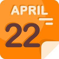 22 April Calendar Flat Icon vector