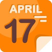 17 April Calendar Flat Icon vector