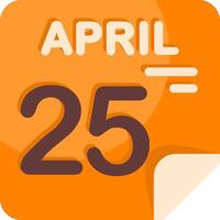 25 April Calendar Flat Icon vector