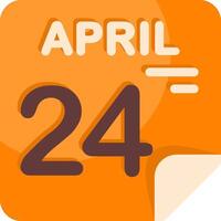 24 April Calendar Flat Icon vector