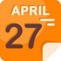 27 April Calendar Flat Icon vector