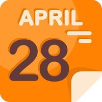 28 April Calendar Flat Icon vector