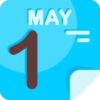 1 May Calendar Flat Icon vector