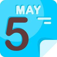 5 May Calendar Flat Icon vector
