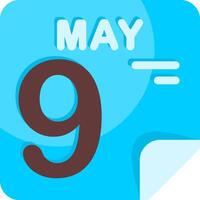 9 May Calendar Flat Icon vector