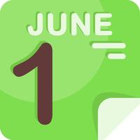 1 Jun Calendar Flat Icon vector