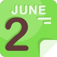 2 June Calendar Flat Icon vector