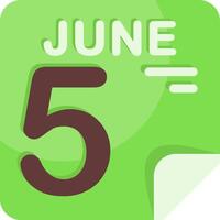 5 June Calendar Flat Icon vector
