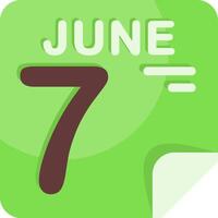 7 June Calendar Flat Icon vector