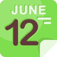 12 June Calendar Flat Icon vector