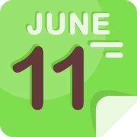 11 June Calendar Flat Icon vector