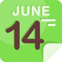 14 June Calendar Flat Icon vector