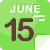 15 June Calendar Flat Icon vector