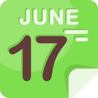 17 June Calendar Flat Icon vector