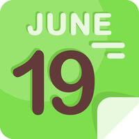 19 June Calendar Flat Icon vector