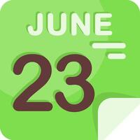 23 June Calendar Flat Icon vector