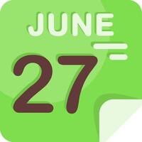 27 June Calendar Flat Icon vector