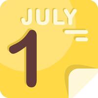 1 July Calendar Flat Icon vector