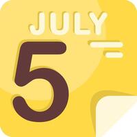 5 July Calendar Flat Icon vector