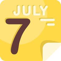 7 July Calendar Flat Icon vector