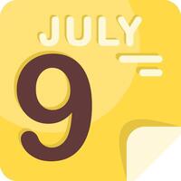 9 July Calendar Flat Icon vector
