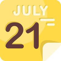 21 July Calendar Flat Icon vector