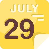 29 July Calendar Flat Icon vector