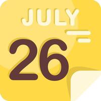 26 July Calendar Flat Icon vector