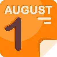 1 August Calendar Flat Icon vector