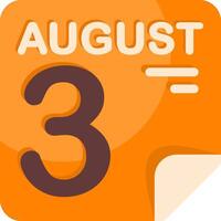 3 August Calendar Flat Icon vector