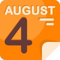 4 August Calendar Flat Icon vector
