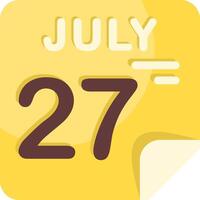 27 July Calendar Flat Icon vector